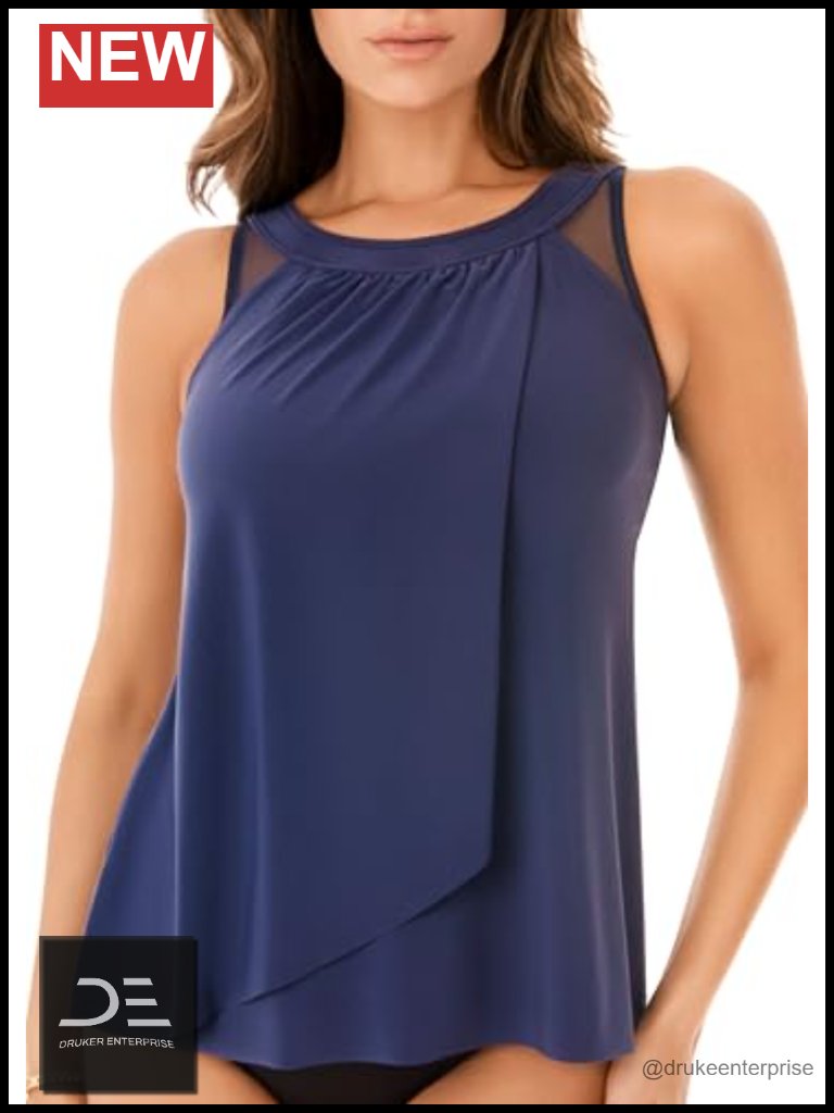 Hidden Underwire Mesh Detail Tankini Top With Shaping Control